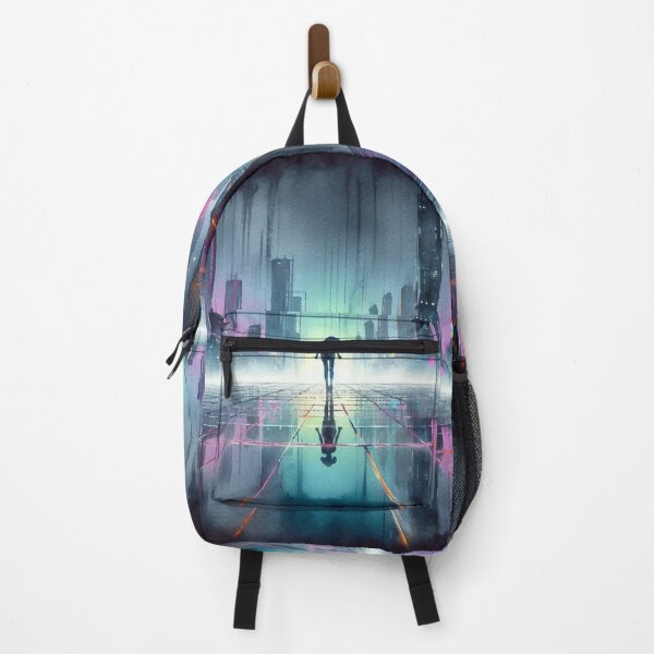 Item preview, Cyberpunk Neon Silhouette Girl with Skyscrapers Background designed and sold by RESToRAPTOR.