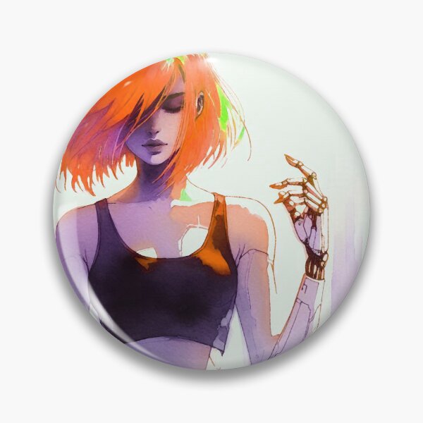 Artikelvorschau, Cyberpunk Neon Android Girl mit orangefarbenen Haaren entworfen und verkauft von RESToRAPTOR.