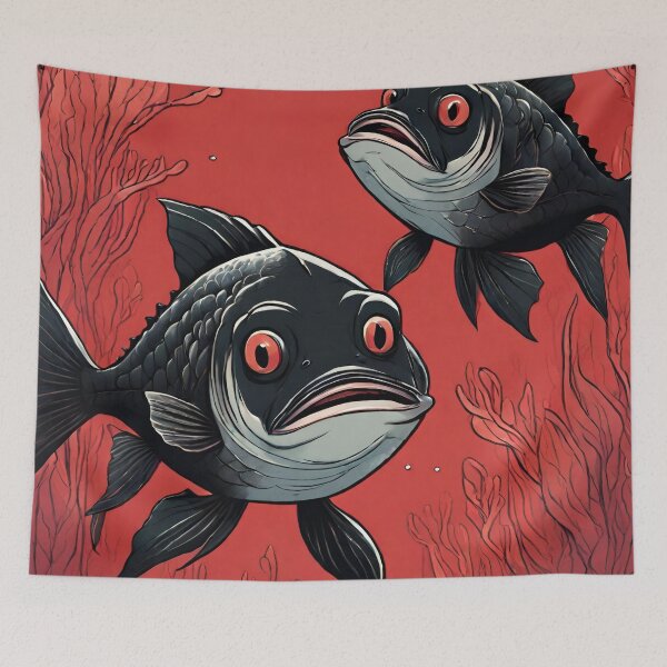 Item preview, psychedelic black fish designed and sold by Vilemo.