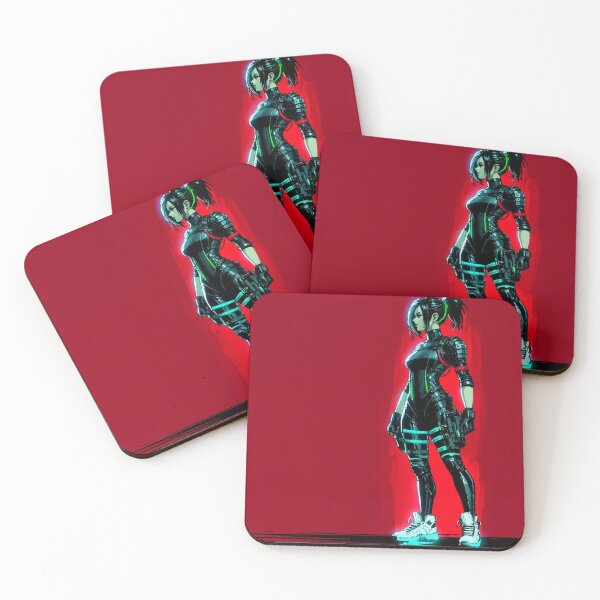 Item preview, Cyberpunk Neon Girl Warrior, Red and Black designed and sold by RESToRAPTOR.