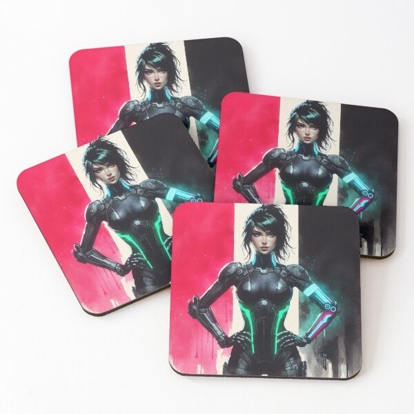 Item preview, Cyberpunk Neon Girl Warrior designed and sold by RESToRAPTOR.