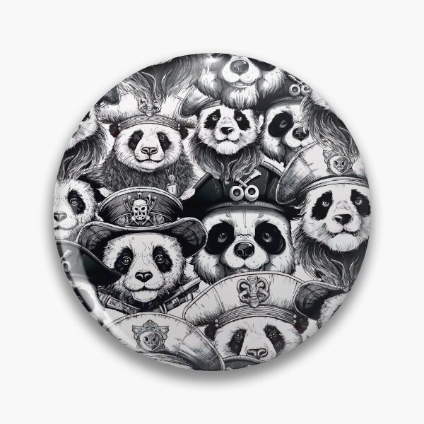 Item preview, Bohemian pattern of pirate pandas in hats. Sea pandas black and white background designed and sold by Anastasiia Yurevych.