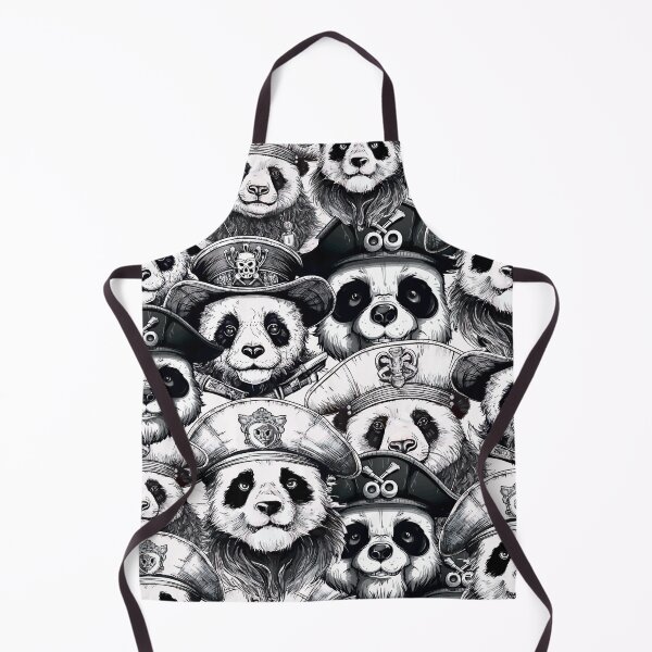 Item preview, Bohemian pattern of pirate pandas in hats. Sea pandas black and white background designed and sold by Anastasiia Yurevych.