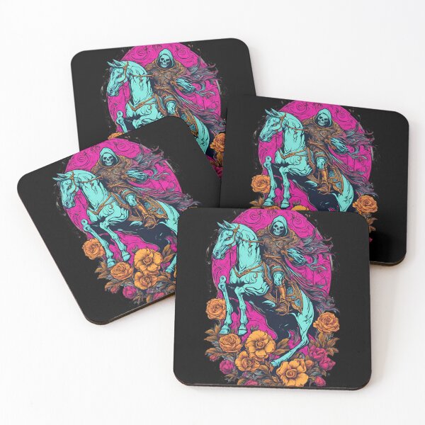 Item preview, Neon Medieval Horse Death Angel Tattoo designed and sold by CyberArtistOne.