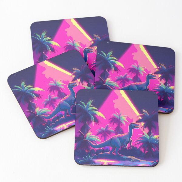 Item preview, Neon Vaporwave Raptor- Pixel art designed and sold by octoboobs.
