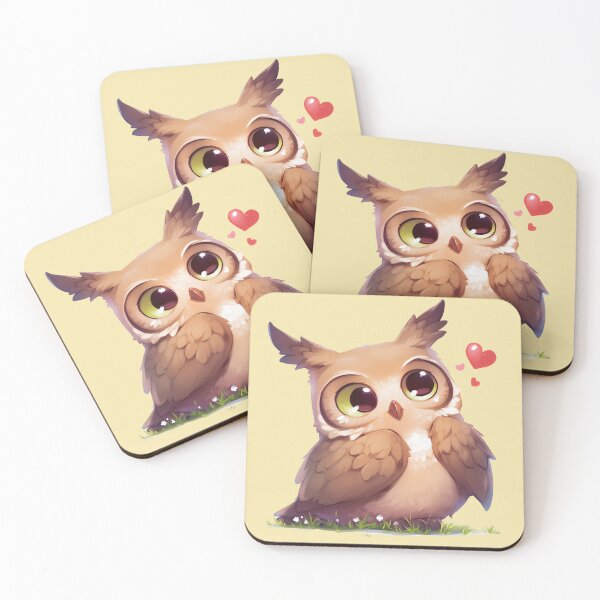 Item preview, Fluffy Owl in Love designed and sold by Catloaf Art.