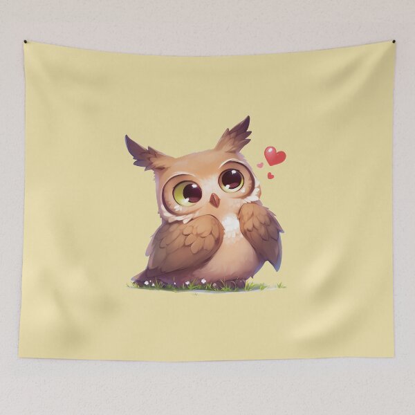 Item preview, Fluffy Owl in Love designed and sold by Catloaf Art.