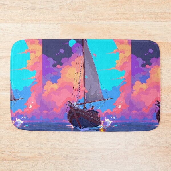 Item preview, Colorful Sailing Boat scene, relaxing vibes- Pixel art designed and sold by octoboobs.