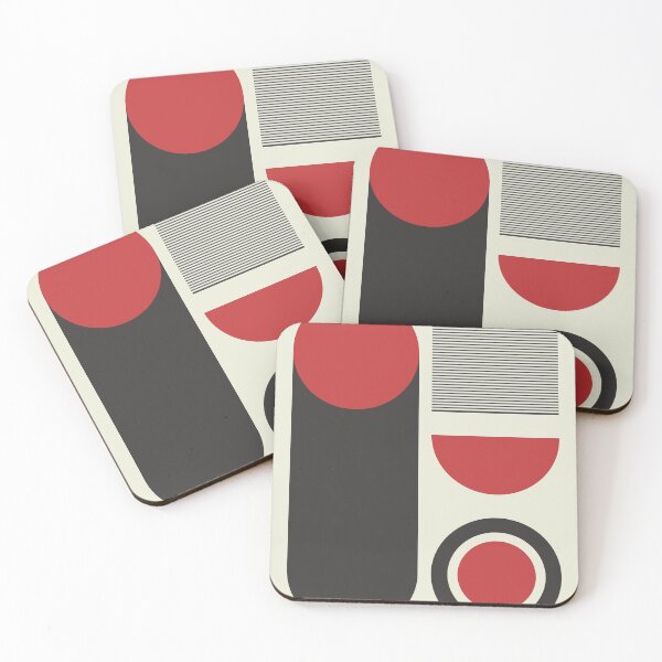 Item preview, Bauhaus red black circle and square composition designed and sold by KMA Home Design.