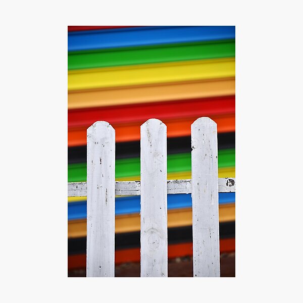 Item preview, Colorful Suburban Serenity: Captivating Photograph of White Picket Fence Against Vibrant Backdrop designed and sold by Divine Ease.
