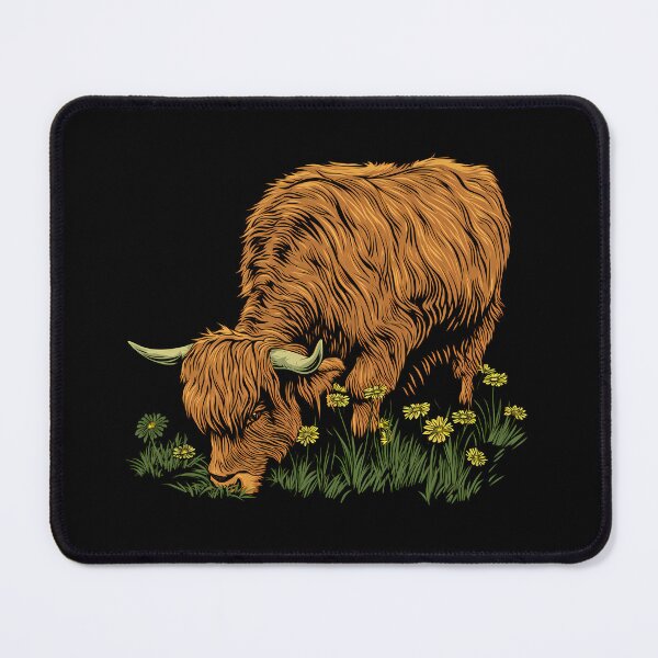 Item preview, Scottish or irish fluffy highland cattle cow animal grazing grass illustration designed and sold by NBSStore.