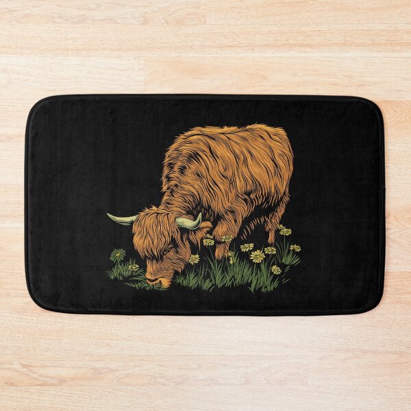 Item preview,  Scottish or irish fluffy  highland cattle cow animal grazing grass illustration designed and sold by NBSStore.