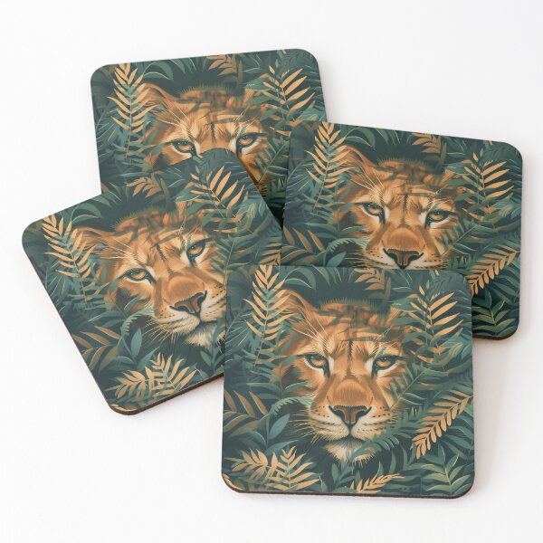 Item preview, Mountain Lion in Orange Ferns designed and sold by MossyBurrow.