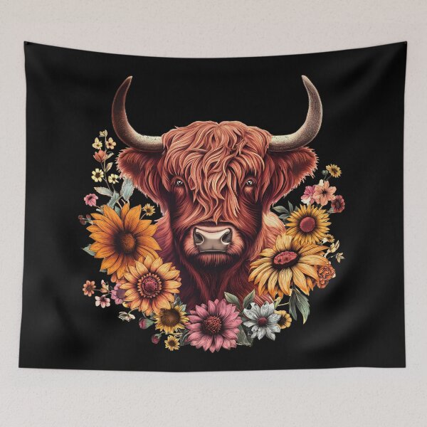 Item preview, Scottish or irish fluffy  highland cattle cow animal head illustration designed and sold by NBSStore.