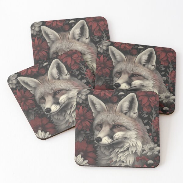 Item preview, Fox in Red and White Flowers designed and sold by MossyBurrow.