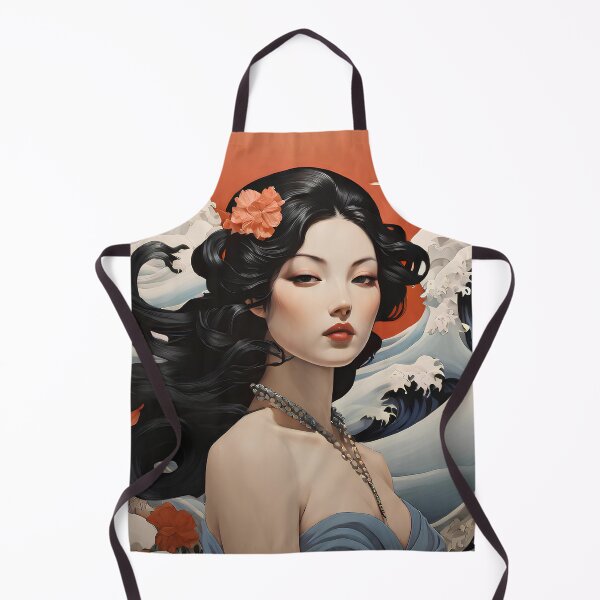 Item preview, Sophisticated Geisha with Ocean Waves Backdrop designed and sold by ImagineCorner.