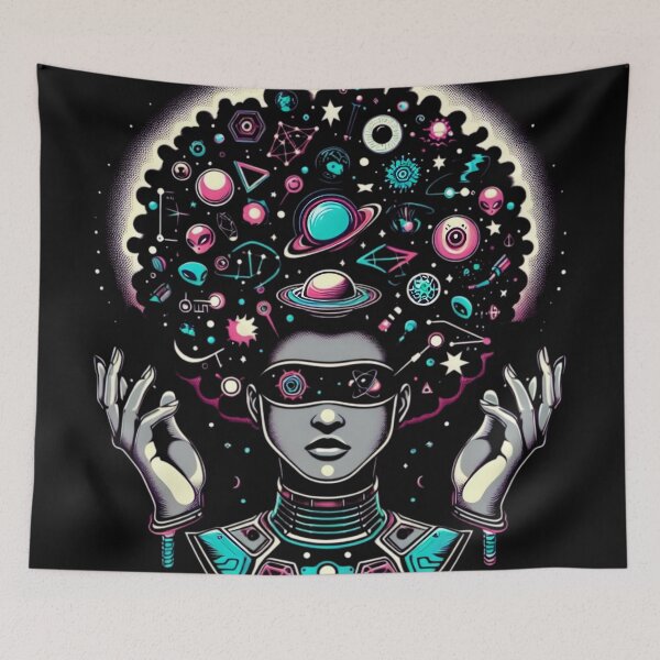 Item preview, Afro-futurism Afro Girl Sci-fi designed and sold by KitonicTees.