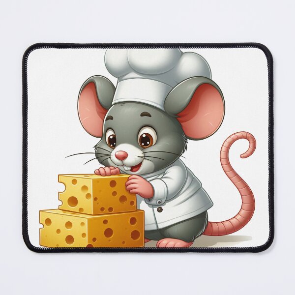 Item preview, mouse wearing chef costume eating cheese designed and sold by MzulhilmiZam.
