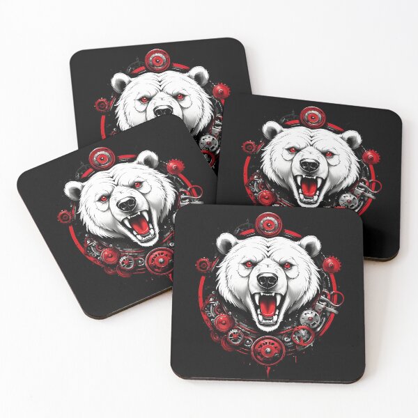 Item preview, White Bear Roaring steampunk retro vintage comic design designed and sold by BorgSpareParts.