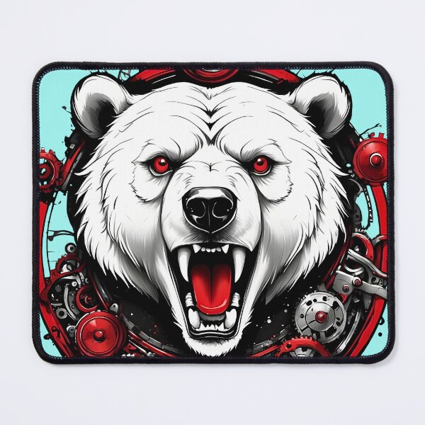 Item preview, White Bear Roaring steampunk retro vintage comic design designed and sold by BorgSpareParts.