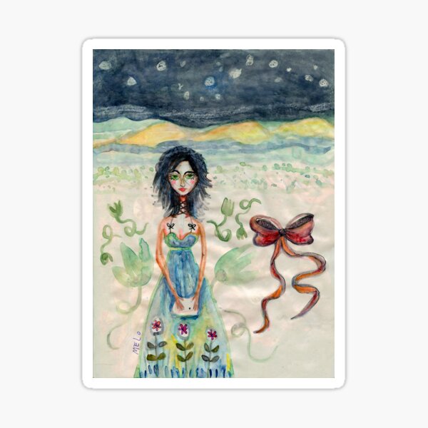Girl Alone in desert with Bow Meloearth Sticker