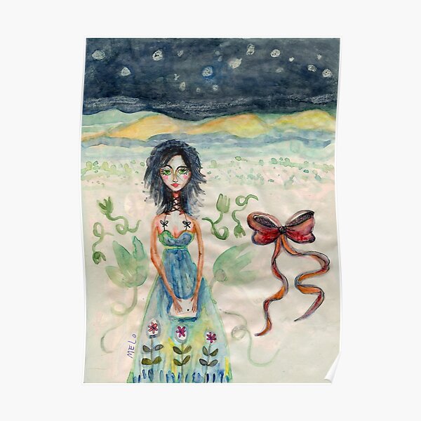 Girl Alone in desert with Bow Meloearth Poster