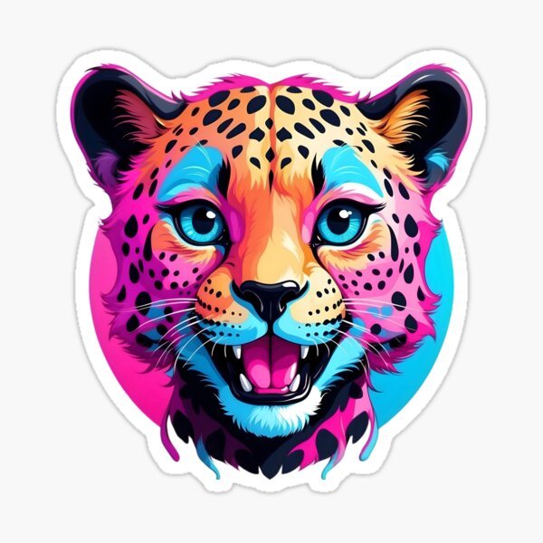 Cute girly Chic fuschia pink Teal Cheetah Print' Sticker