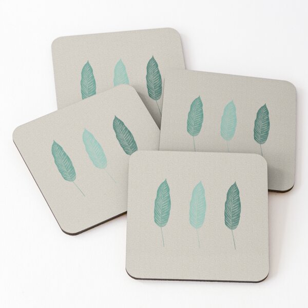 Item preview, Minimalist watercolor leaves on beige backdrop designed and sold by crumbs-of-life.