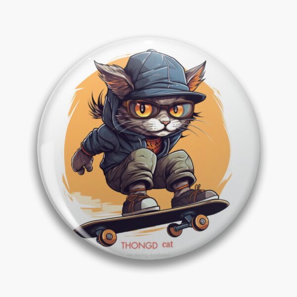 Item preview, cat playing skateboard designed and sold by Thong-D.