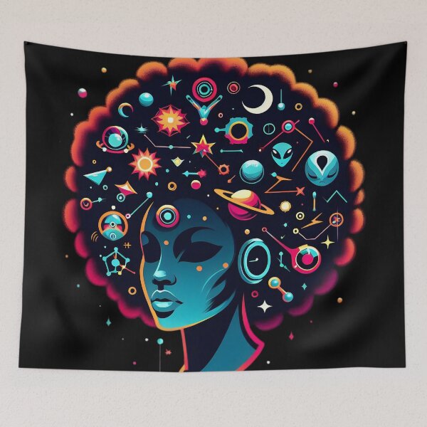 Item preview, Afrofuturism Afro Girl African Art designed and sold by KitonicTees.