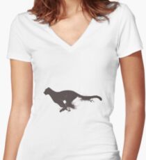 Running cheetah Women's Fitted V-Neck T-Shirt