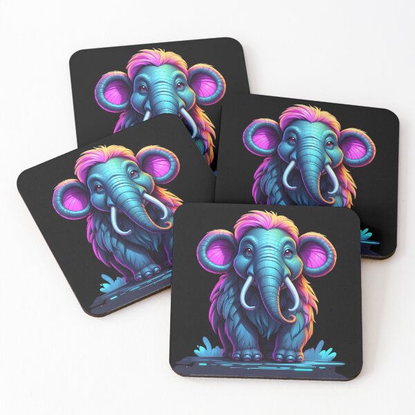 Artikelvorschau, Pastell Ice Age Audrey - Blaues und rosa Kawaii-Mammut entworfen und verkauft von MerchshopNL.