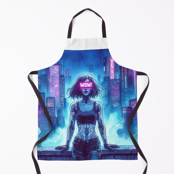 Item preview, Cyberpunk Neon Girl on Skyscraper Roof "WOW!" designed and sold by RESToRAPTOR.
