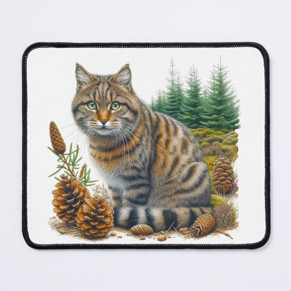 Item preview, Scottish wildcat with pine trees and heather designed and sold by EdgyEdgeArt.