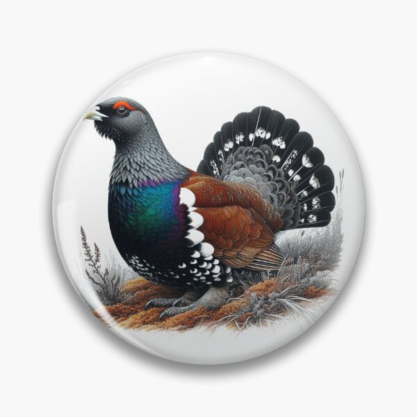 Item preview, Scottish Capercaillie on heather. Pen and Ink designed and sold by EdgyEdgeArt.