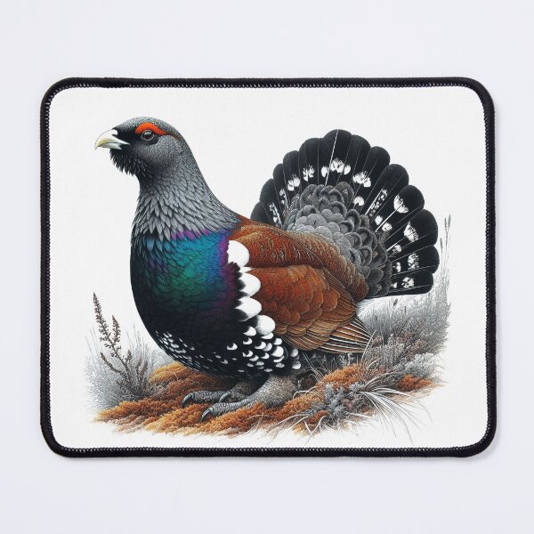 Item preview, Scottish Capercaillie on heather. Pen and Ink designed and sold by EdgyEdgeArt.