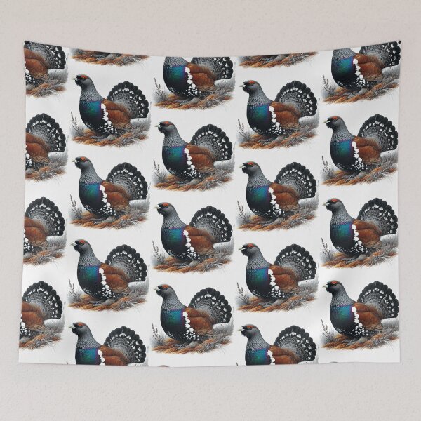Item preview, Scottish Capercaillie on heather. Pen and Ink designed and sold by EdgyEdgeArt.