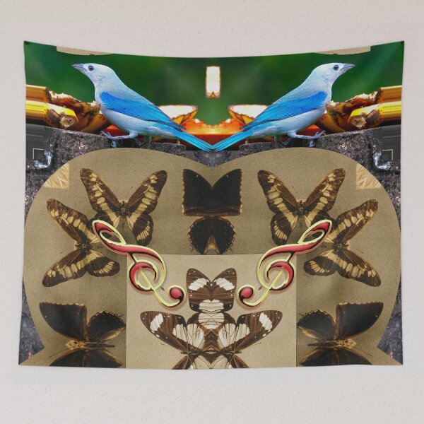 Item preview,  **ABSTRACT BLUE BIRDS AND BUTTERFLIES, SING SPRING!** designed and sold by Ralek.