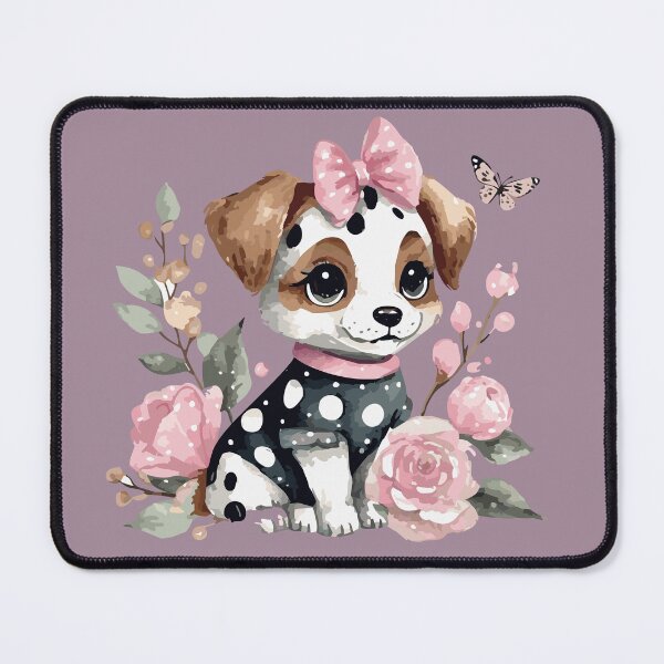 Item preview, baby Dalmatian, taken from the side, shiny eyes, camellia rose designed and sold by Firas Aljazzar.