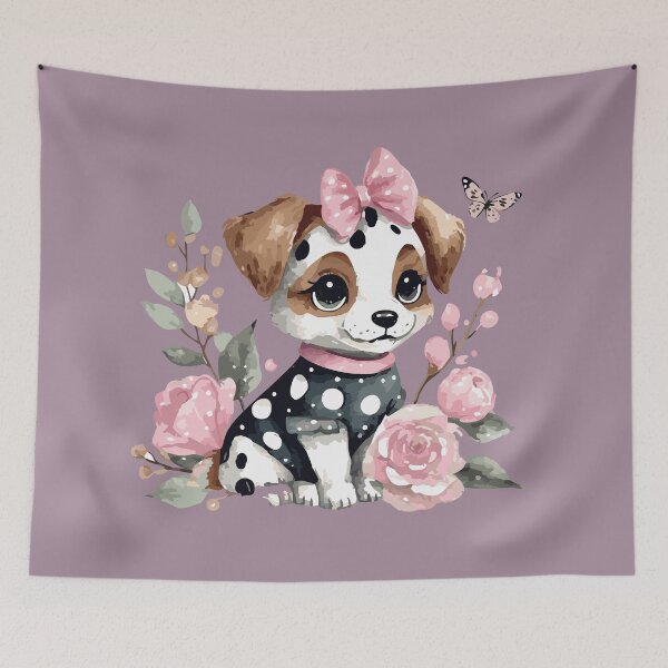 Item preview, baby Dalmatian, taken from the side, shiny eyes, camellia rose designed and sold by Firas Aljazzar.