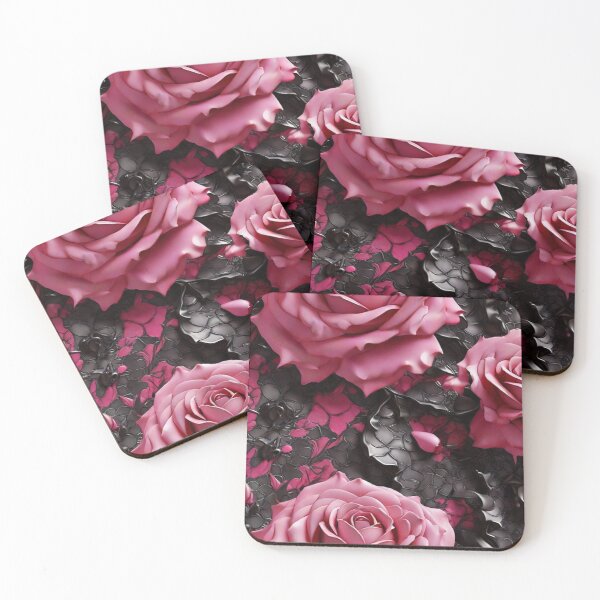 Aperçu de l'œuvre Roses roses sur fond noir. créée et vendue par TenderSoar.