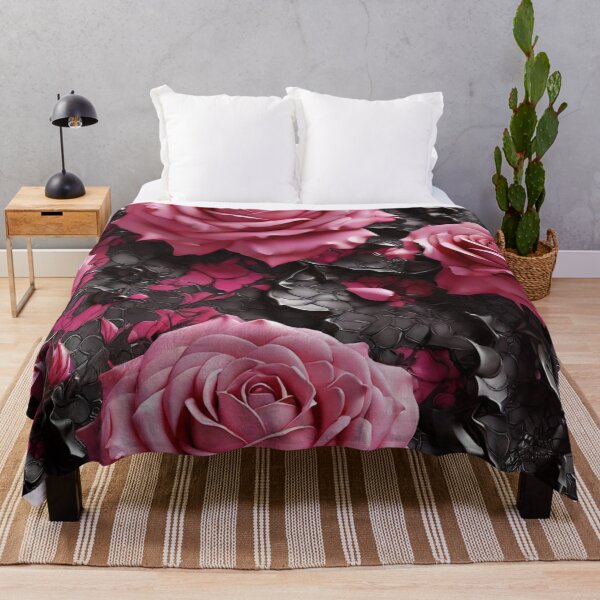 Aperçu de l'œuvre Roses roses sur fond noir. créée et vendue par TenderSoar.