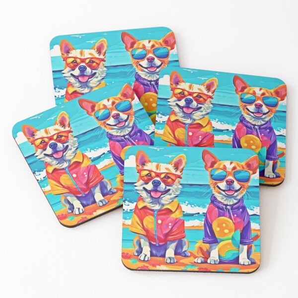 Item preview, Sunny Beach Dogs: Colorful Painting designed and sold by Health And Fitness Posts e-Store.