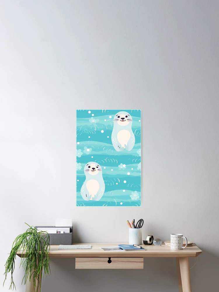 Thumbnail 2 of 3, Poster, Cute seals pattern designed and sold by TrPatternLab.
