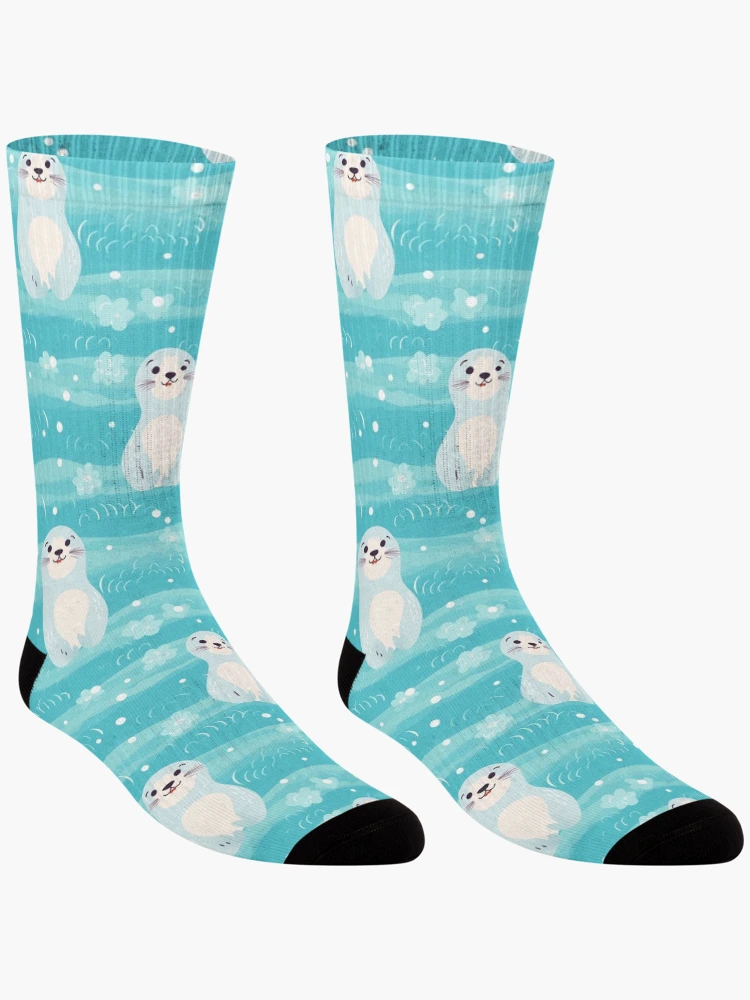 Thumbnail 3 of 5, Socks, Cute seals pattern designed and sold by TrPatternLab.