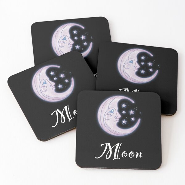 Item preview, White moon in last quarter in vintage style with text, stars and glitter designed and sold by Martapp.
