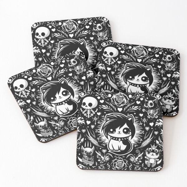 Item preview, Goth cat pattern  designed and sold by SpookyCuties.