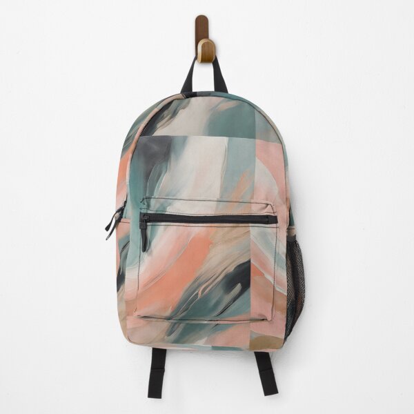 Item preview, Geometric peach and olive abstract artpiece, reality designed and sold by Coolparrotgirl.
