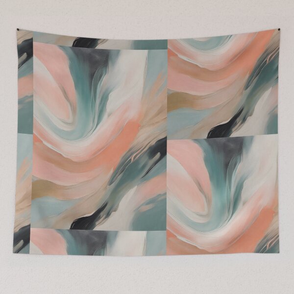 Item preview,  Geometric peach and olive abstract artpiece, reality designed and sold by Coolparrotgirl.