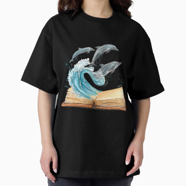 Item preview, Dolphins jumping from old book Watercolor illustration designed and sold by edrawings38.